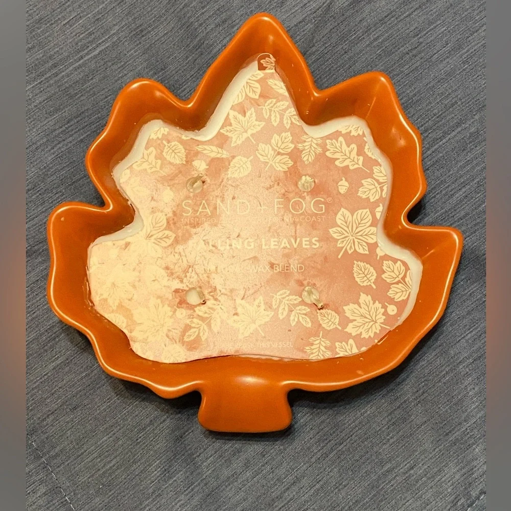Sand + Fog Orange Leaf-Shaped Candle Holder NWT Falling Leaves Fall